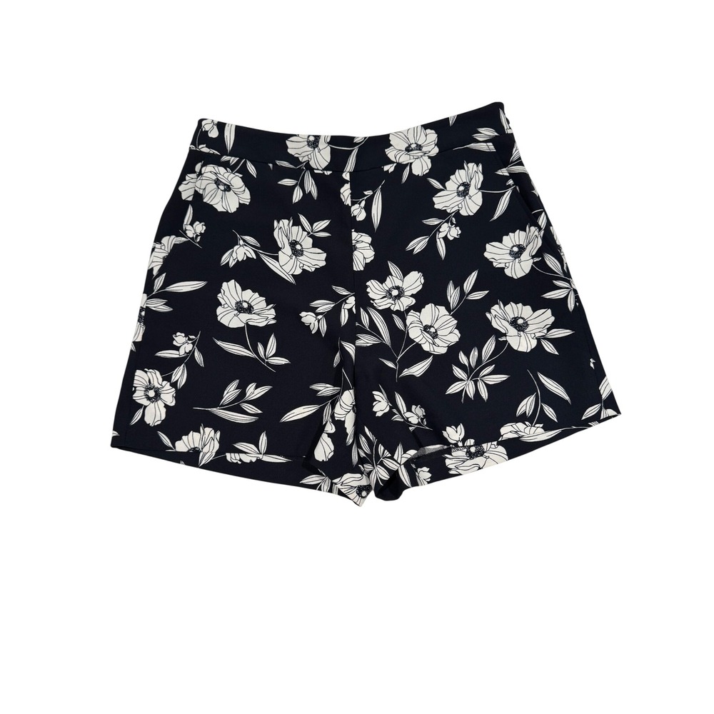 Ann Taylor Womens Navy Blue White Floral High Rise Shorts Size 6 505844